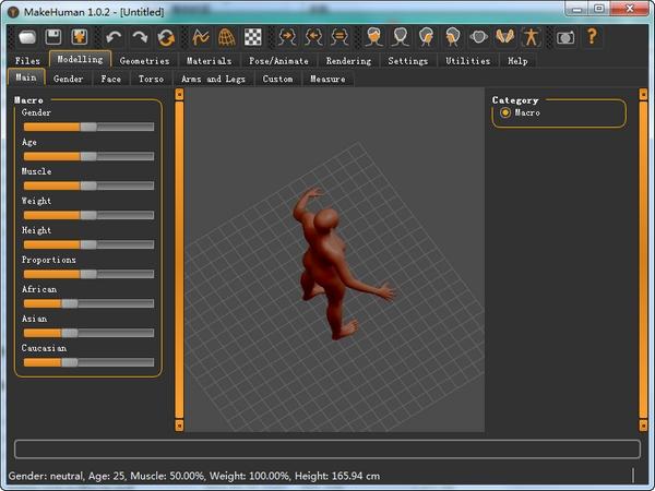 MakeHuman,建模.